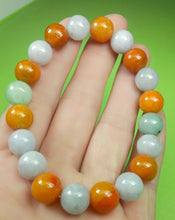 Load image into Gallery viewer, 10% OFF- 55-63mm Certified Natural Multi-Color Jadeite Emerald A Jade HandCarved Translucent Lucky 10MM Beads Stretchy-Bracelet《Grade A》A6902