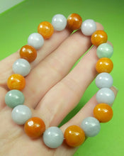 Load image into Gallery viewer, 10% OFF- 55-63mm Certified Natural Multi-Color Jadeite Emerald A Jade HandCarved Translucent Lucky 10MM Beads Stretchy-Bracelet《Grade A》A6902