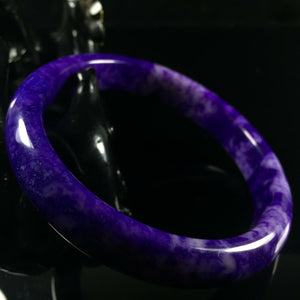 10% OF- 62/63/64mm Certified Natural Lavender Emerald Jade A HandCarved Lucky Bracelet Bangle Z0030