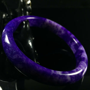 10% OF- 62/63/64mm Certified Natural Lavender Emerald Jade A HandCarved Lucky Bracelet Bangle Z0030