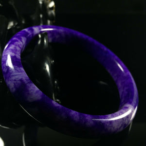 10% OF- 62/63/64mm Certified Natural Lavender Emerald Jade A HandCarved Lucky Bracelet Bangle Z0030