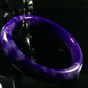 10% OF- 62/63/64mm Certified Natural Lavender Emerald Jade A HandCarved Lucky Bracelet Bangle Z0030