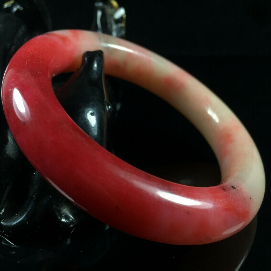 10% OF- 50/51/52mm Certified Natural Red Emerald Xiu Jade A HandCarved Lucky Round Bracelet Bangle A005