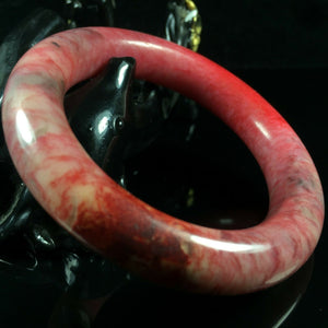 10% OF- 50/51/52mm Certified Natural Red Emerald Xiu Jade A HandCarved Lucky Round Bracelet Bangle A262