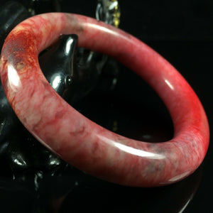 10% OF- 50/51/52mm Certified Natural Red Emerald Xiu Jade A HandCarved Lucky Round Bracelet Bangle A262