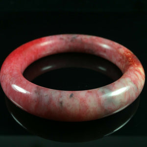 10% OF- 50/51/52mm Certified Natural Red Emerald Xiu Jade A HandCarved Lucky Round Bracelet Bangle A262