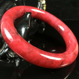 10% OF- 53/54/55mm Certified Natural Red Emerald Xiu Jade A HandCarved Lucky Round Bracelet Bangle H134