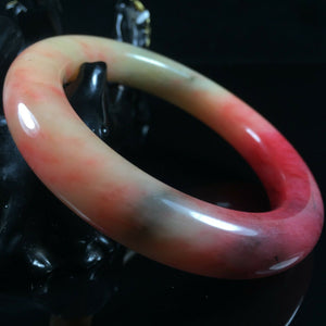 10% OF- 52/53/54mm Certified Natural Red Emerald Xiu Jade A HandCarved Lucky Round Bracelet Bangle A137