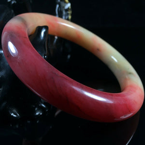 10% OF- 52/53/54mm Certified Natural Red Emerald Xiu Jade A HandCarved Lucky Round Bracelet Bangle A137