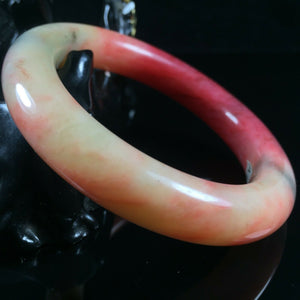 10% OF- 52/53/54mm Certified Natural Red Emerald Xiu Jade A HandCarved Lucky Round Bracelet Bangle A137