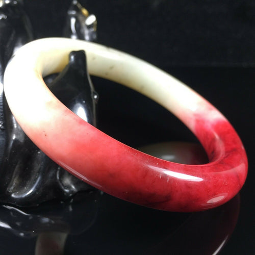 10% OF- 56/57/58mm Certified Natural Red Emerald Xiu Jade A HandCarved Lucky Round Bracelet Bangle A001