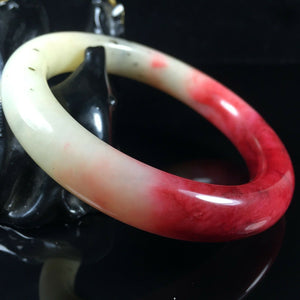 10% OF- 56/57/58mm Certified Natural Red Emerald Xiu Jade A HandCarved Lucky Round Bracelet Bangle A001