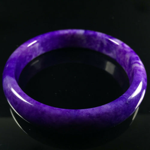 10% OF- 52/53/54mm Certified Natural Lavender Purple Emerald Jade A HandCarved Lucky Bracelet Bangle Z0025