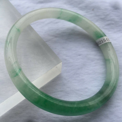 10% OF- 57/58/59mm Certified Natural Light Green Ice Jadeite Emerald A*Jade Handcrafted Lucky Round Bracelet Bangle WS5414