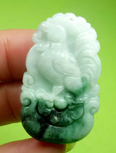 Load image into Gallery viewer, 10% OF- Certified Natural Icy Jadeite Emerald A*Jade Handcarved Lucky Rooster Pendant A4891