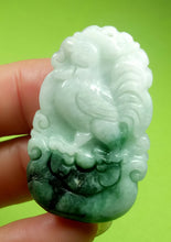 Load image into Gallery viewer, 10% OF- Certified Natural Icy Jadeite Emerald A*Jade Handcarved Lucky Rooster Pendant A4891