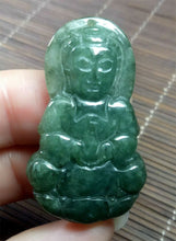 Load image into Gallery viewer, 10% OF- Certified Natural Oily Green Jadeite Emerald A*Jade Handcarved Blessing Guanyin Pendant A4983