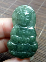 Load image into Gallery viewer, 10% OF- Certified Natural Oily Green Jadeite Emerald A*Jade Handcarved Blessing Guanyin Pendant A4983