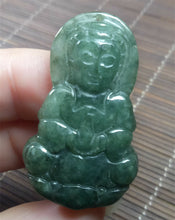 Load image into Gallery viewer, 10% OF- Certified Natural Oily Green Jadeite Emerald A*Jade Handcarved Blessing Guanyin Pendant A4983