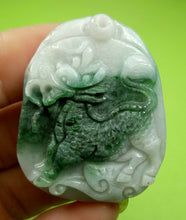 Load image into Gallery viewer, 10% OF- Certified Natural Icy Jadeite Emerald A*Jade Handcarved Lucky Kylin Pendant A5972