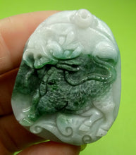 Load image into Gallery viewer, 10% OF- Certified Natural Icy Jadeite Emerald A*Jade Handcarved Lucky Kylin Pendant A5972