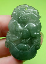 Load image into Gallery viewer, 10% OF- Certified Natural Oily Green Jadeite Emerald A*Jade Handcarved Lucky Dog YuanBao Pendant A9611