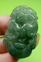 Load image into Gallery viewer, 10% OF- Certified Natural Oily Green Jadeite Emerald A*Jade Handcarved Lucky Dog YuanBao Pendant A9611