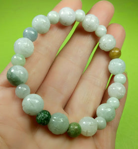 10% OF- 50-63mm Certified Natural Lavender Multi-Color Jadeite Emerald Jade Carved 9MM LUCKY STAR Beads Stretchy-Bracelet《Grade A》A5935