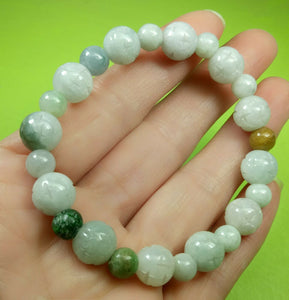 10% OF- 50-63mm Certified Natural Lavender Multi-Color Jadeite Emerald Jade Carved 9MM LUCKY STAR Beads Stretchy-Bracelet《Grade A》A5935