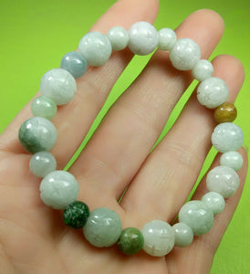 10% OF- 50-63mm Certified Natural Lavender Multi-Color Jadeite Emerald Jade Carved 9MM LUCKY STAR Beads Stretchy-Bracelet《Grade A》A5935