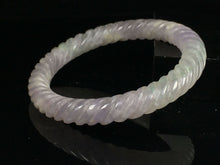 Load image into Gallery viewer, 10% OFF- 54/55/56mm Certified Natural Lavender Jadeite Emerald A*Jade HandCarved Lucky Round Jade Bangle A098