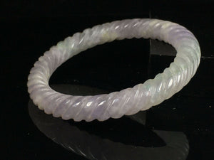 10% OFF- 54/55/56mm Certified Natural Lavender Jadeite Emerald A*Jade HandCarved Lucky Round Jade Bangle A098