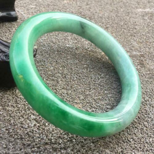 55-57mm Certified Natural Green Jadeite Emerald A Jade HandCarved Round Bracelet Bangle GX3032 with Gift Box