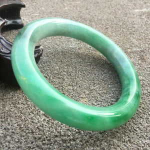 55-57mm Certified Natural Green Jadeite Emerald A Jade HandCarved Round Bracelet Bangle GX3032 with Gift Box