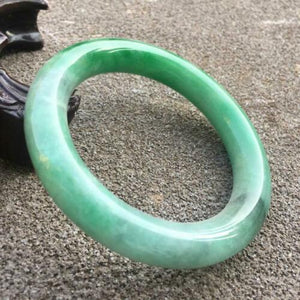 55-57mm Certified Natural Green Jadeite Emerald A Jade HandCarved Round Bracelet Bangle GX3032 with Gift Box