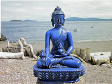 Load image into Gallery viewer, 5.5''H- Chinese Natural Antique Exquisite Blue Handcarved Sculpture Blessing Healing Medicine Blessing Buddha Statue