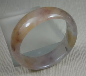 10% OFF- 53/54/55mm Certified Natural Lavender Gold Silk Jadeite Emerald A*Jade HandCarved Bracelet Bangle A845