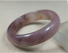 Load image into Gallery viewer, 10% OFF- 52/53/54mm Certified Natural Lavender Gold Silk Jadeite Emerald A*Jade HandCarved Bracelet Bangle A844