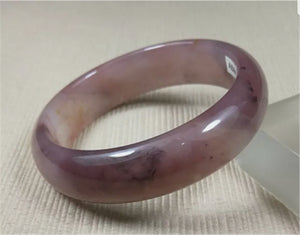 10% OFF- 52/53/54mm Certified Natural Lavender Gold Silk Jadeite Emerald A*Jade HandCarved Bracelet Bangle A844