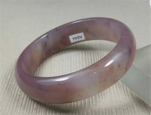 10% OFF- 52/53/54mm Certified Natural Lavender Gold Silk Jadeite Emerald A*Jade HandCarved Bracelet Bangle A844