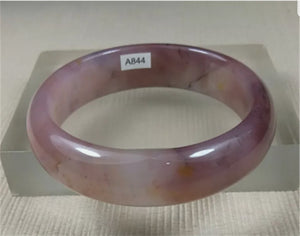 10% OFF- 52/53/54mm Certified Natural Lavender Gold Silk Jadeite Emerald A*Jade HandCarved Bracelet Bangle A844