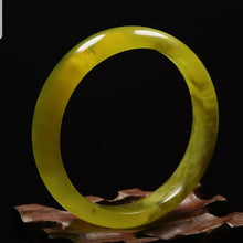 Load image into Gallery viewer, 10% OFF- 53/54/55mm Certified Natural Yellow Emerald Xiu Jade*A Handcarved Bangle VV6128