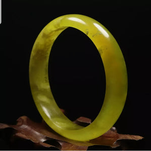 10% OFF- 53/54/55mm Certified Natural Yellow Emerald Xiu Jade*A Handcarved Bangle VV6128