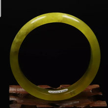 Load image into Gallery viewer, 10% OFF- 53/54/55mm Certified Natural Yellow Emerald Xiu Jade*A Handcarved Bangle VV6128