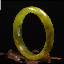 Load image into Gallery viewer, 10% OFF- 53/54/55mm Certified Natural Yellow Emerald Xiu Jade*A Handcarved Bangle VV6128