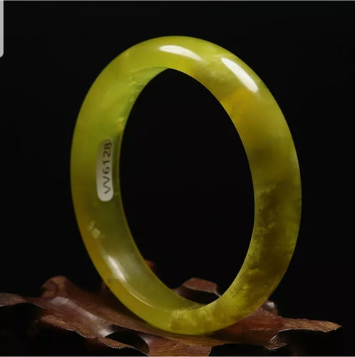 10% OFF- 53/54/55mm Certified Natural Yellow Emerald Xiu Jade*A Handcarved Bangle VV6128