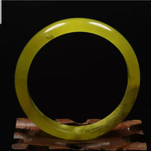 Load image into Gallery viewer, 10% OFF- 53/54/55mm Certified Natural Yellow Emerald Xiu Jade*A Handcarved Bangle VV6128