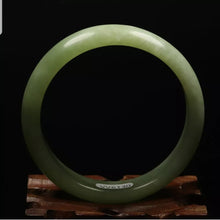 Load image into Gallery viewer, 10% OFF- 57/58/59mm Certified Natural Emerald Xiu Jade*A Handcarved Bangle VV6130