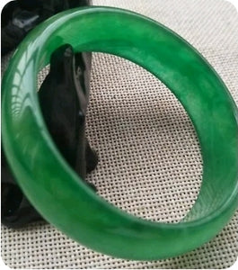 10% OF- 57/58/59mm Certified Natural Green Jadeite Emerald A*Jade HandCarved Lucky Bracelet Bangle GX338