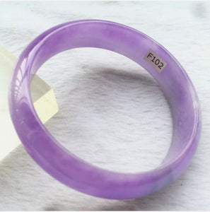 10% OFF- 57/58/59mm Certified Natural Lavender Jadeite Emerald A*Jade HandCarved Lucky Bracelet Bangle F102